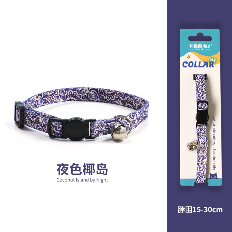 Cat collar, kitten woven necklace, neck ring, bell, anti-choking adjustable, comfortable safety buckle, pet ornament