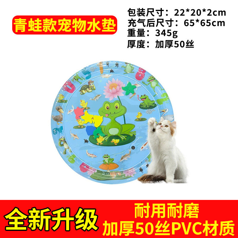 Summer explosion environmentally friendly PVC round extra thick scratch-resistant pet toy ice pad cat and dog special pet water pad wholesale
