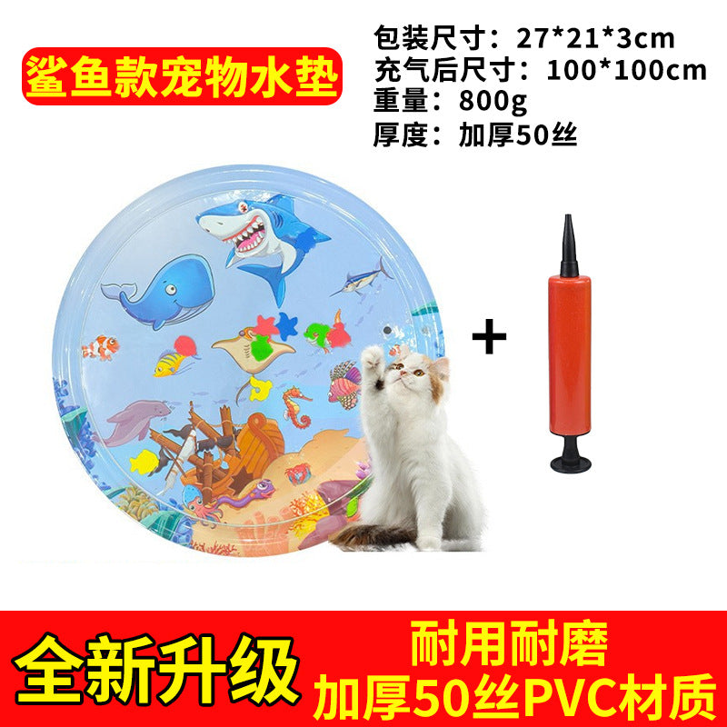 Summer explosion environmentally friendly PVC round extra thick scratch-resistant pet toy ice pad cat and dog special pet water pad wholesale