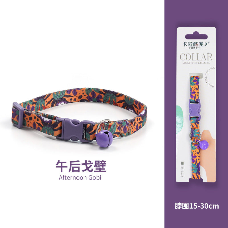 Cat collar, kitten woven necklace, neck ring, bell, anti-choking adjustable, comfortable safety buckle, pet ornament