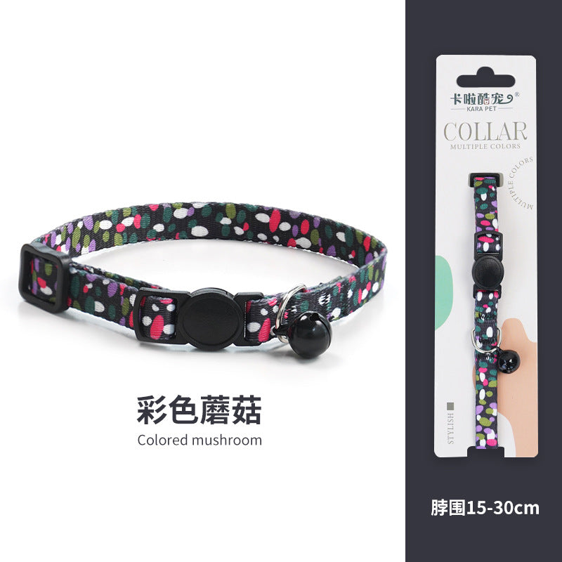 Cat collar, kitten woven necklace, neck ring, bell, anti-choking adjustable, comfortable safety buckle, pet ornament