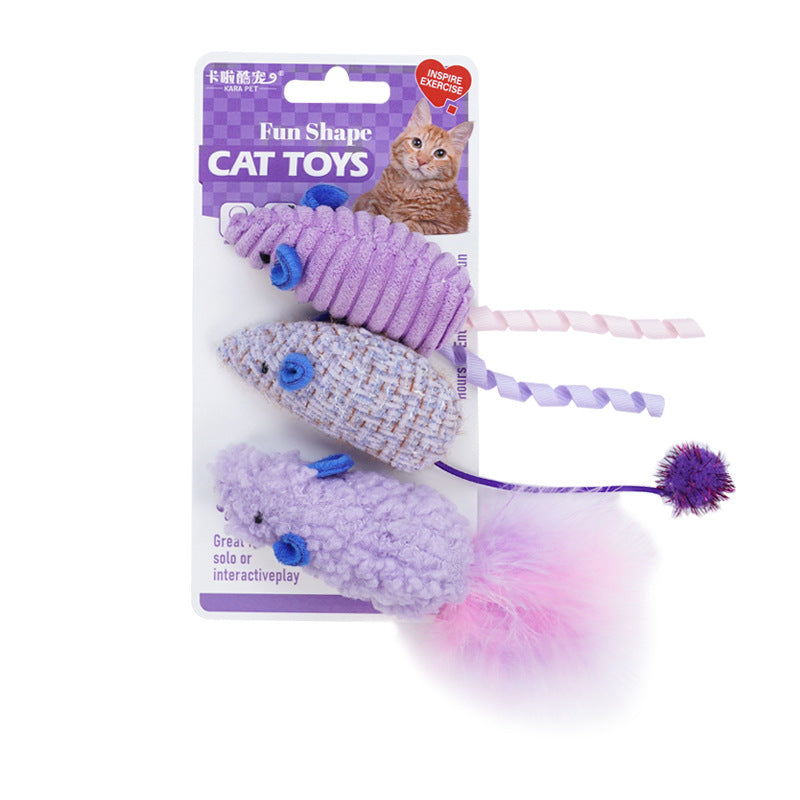 Cat toy simulation mouse three packs catnip self-hi to relieve boredom cat stick kitten grinding teeth pet toy