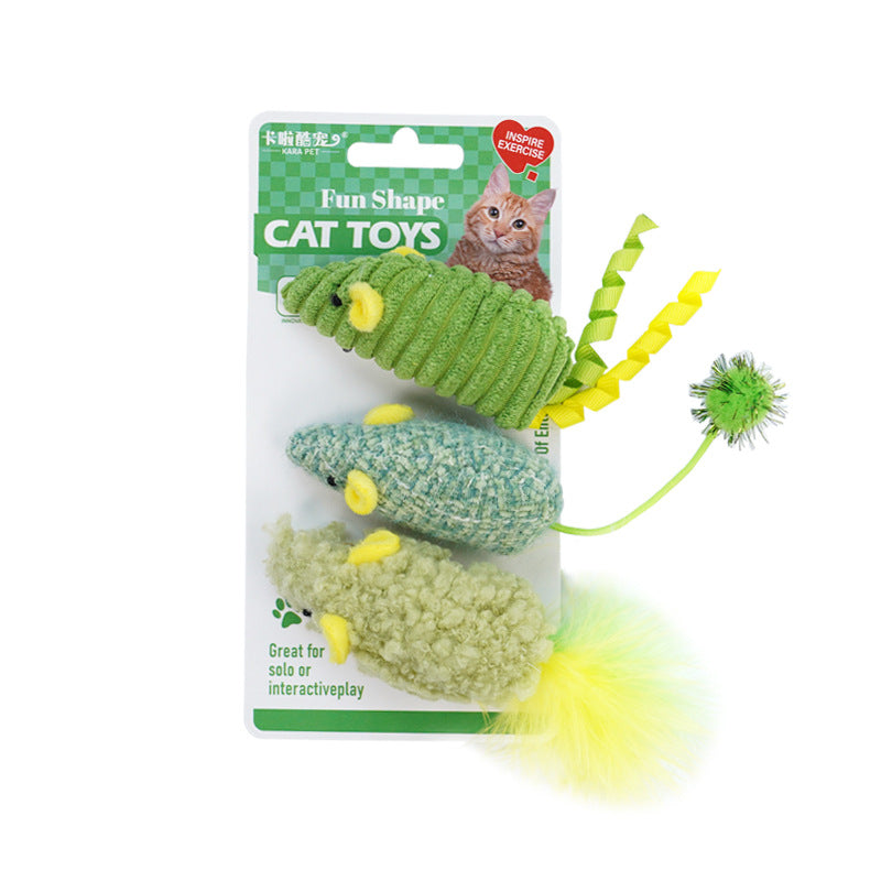 Cat toy simulation mouse three packs catnip self-hi to relieve boredom cat stick kitten grinding teeth pet toy
