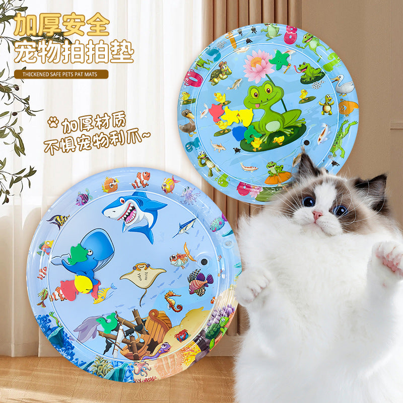 Summer explosion environmentally friendly PVC round extra thick scratch-resistant pet toy ice pad cat and dog special pet water pad wholesale