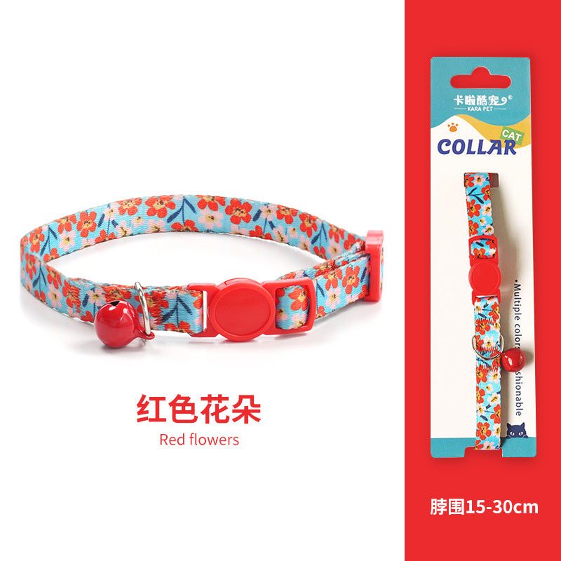 Cat collar, kitten woven necklace, neck ring, bell, anti-choking adjustable, comfortable safety buckle, pet ornament