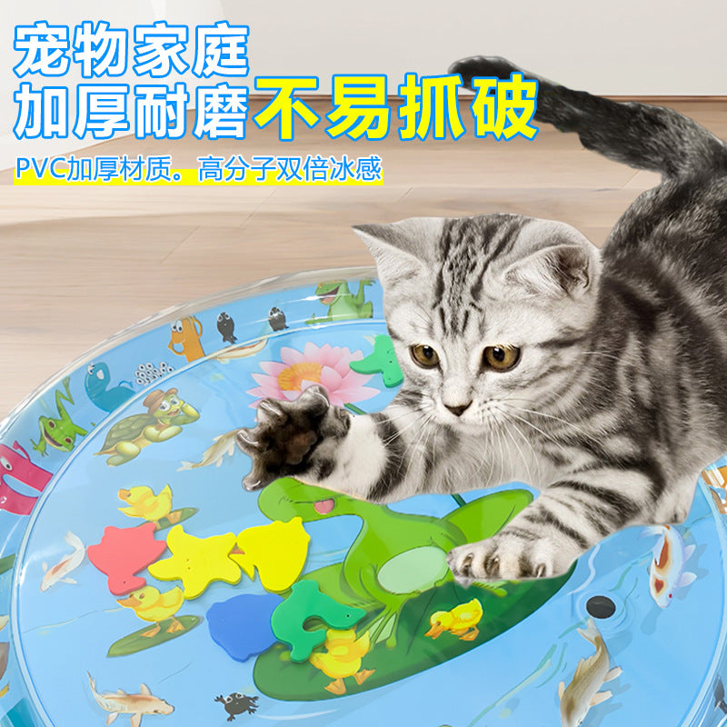 Summer explosion environmentally friendly PVC round extra thick scratch-resistant pet toy ice pad cat and dog special pet water pad wholesale