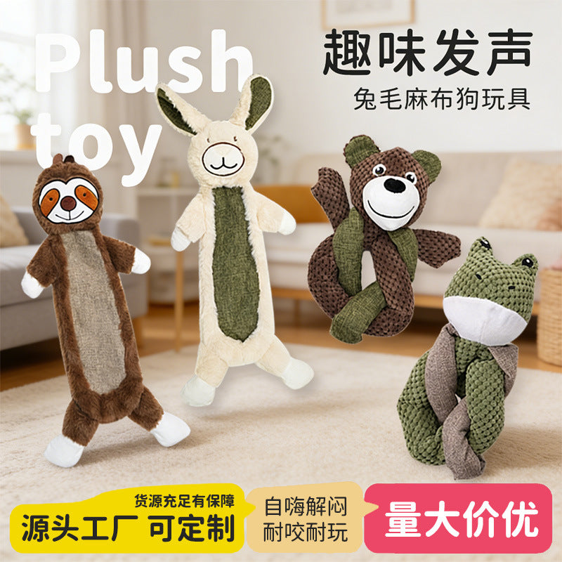 Amazon dog sound toy self-hi to relieve boredom, molar teeth, bite-resistant rabbit plush medium and large dog pet products
