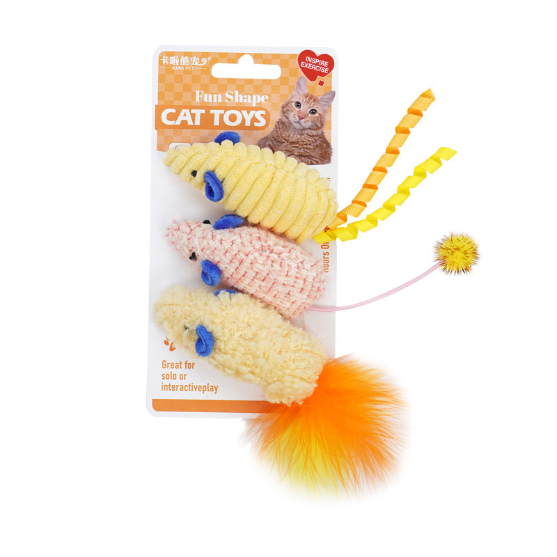 Cat toy simulation mouse three packs catnip self-hi to relieve boredom cat stick kitten grinding teeth pet toy