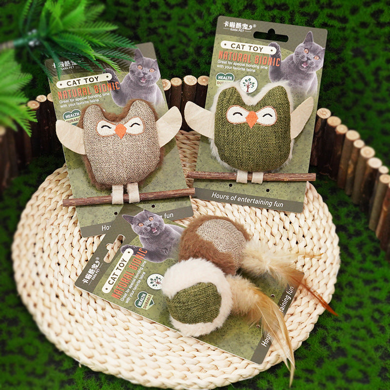 Amazon Cat Toys Self-Hi Catnip Feather Wood Polygonum Teeth Grinding Stick Teeth Cleansing and Bite-resistant Pet Supplies