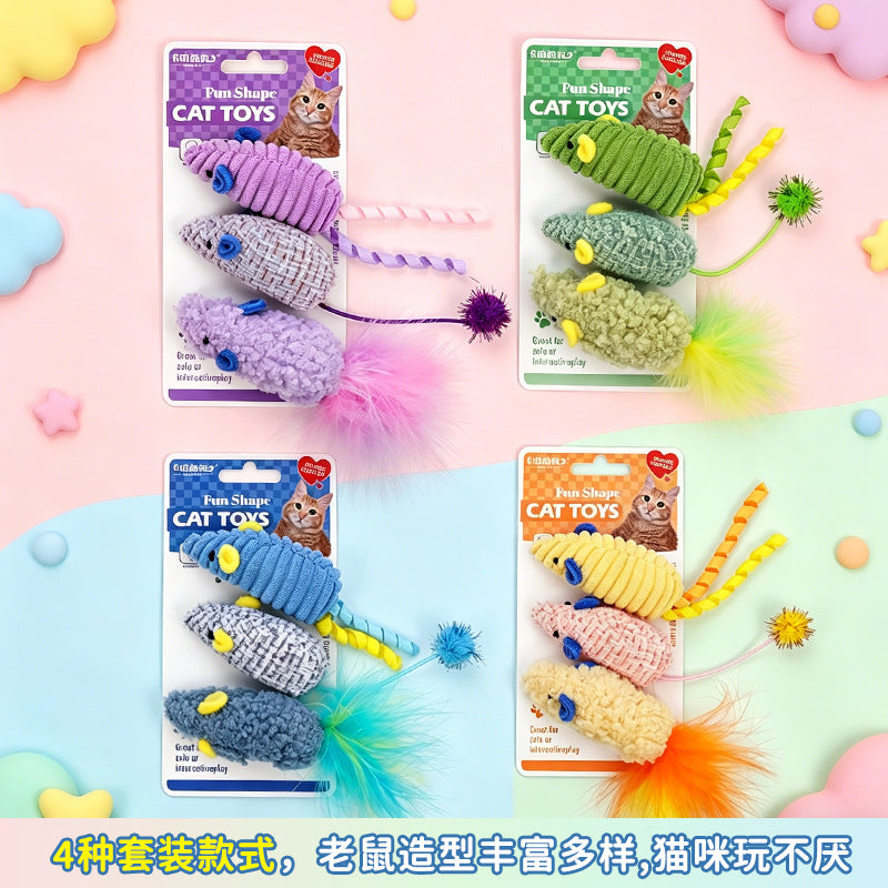Cat toy simulation mouse three packs catnip self-hi to relieve boredom cat stick kitten grinding teeth pet toy