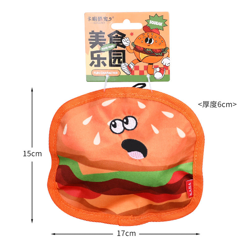 Cross-border dog toys are resistant to clenching and grinding teeth. They can relieve boredom and sound. Simulated burgers and French fries can't bite. Pet toys