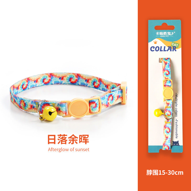 Cat collar, kitten woven necklace, neck ring, bell, anti-choking adjustable, comfortable safety buckle, pet ornament