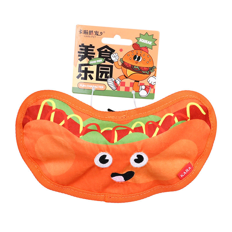 Cross-border dog toys are resistant to clenching and grinding teeth. They can relieve boredom and sound. Simulated burgers and French fries can't bite. Pet toys