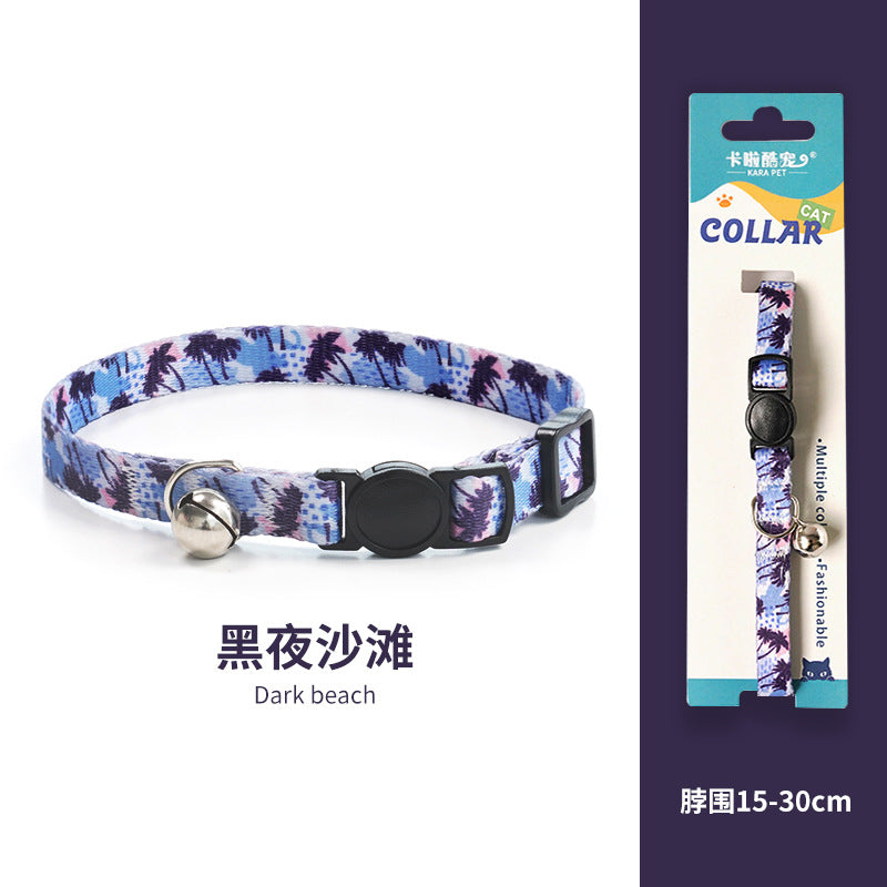 Cat collar, kitten woven necklace, neck ring, bell, anti-choking adjustable, comfortable safety buckle, pet ornament