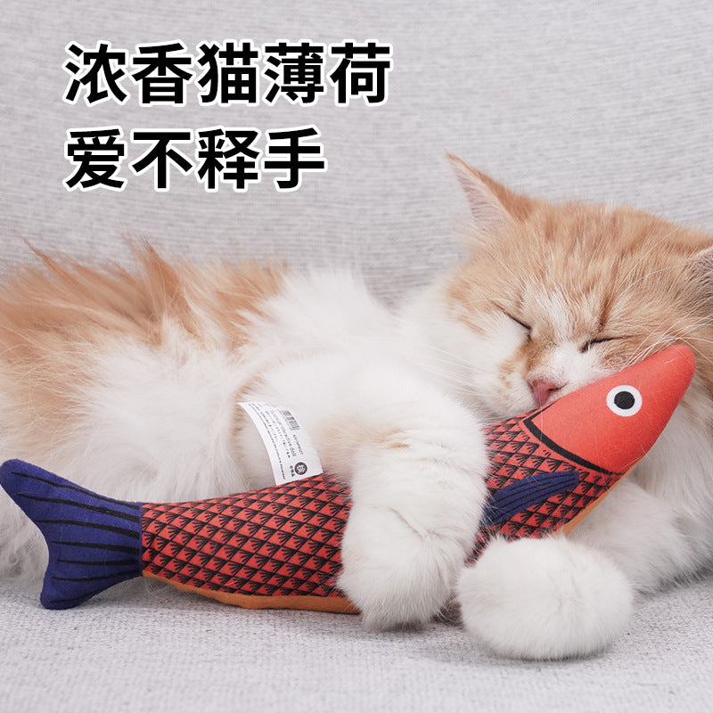 Cat Toys Fish Simulation Peppermint Self-Hi Relieving Boredom Grinding Teeth Resistant Bite Teaser Cat Sticks Kitten Pet Supplies Cat Toys