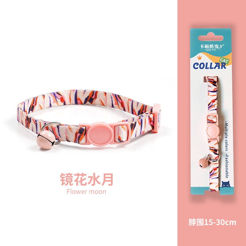 Cat collar, kitten woven necklace, neck ring, bell, anti-choking adjustable, comfortable safety buckle, pet ornament