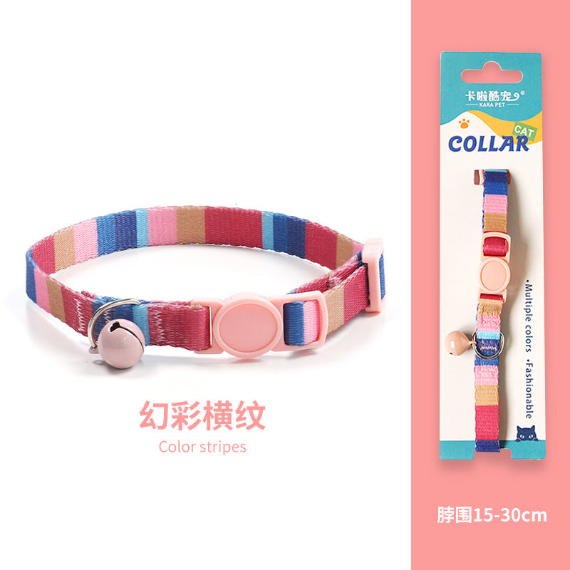 Cat collar, kitten woven necklace, neck ring, bell, anti-choking adjustable, comfortable safety buckle, pet ornament