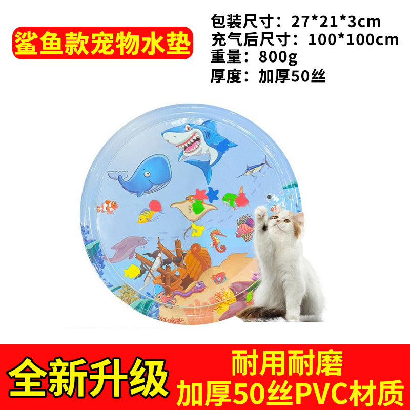 Summer explosion environmentally friendly PVC round extra thick scratch-resistant pet toy ice pad cat and dog special pet water pad wholesale