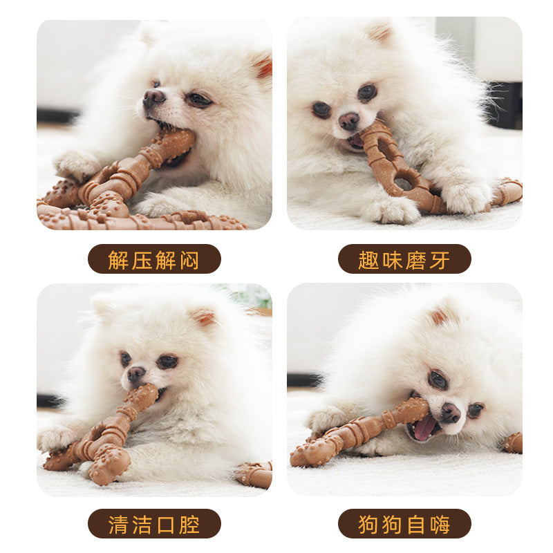 Cross-border popular dog toys imitation bone grinding stick bite-resistant teeth cleaning self-hi to relieve boredom small and medium dog pet toys
