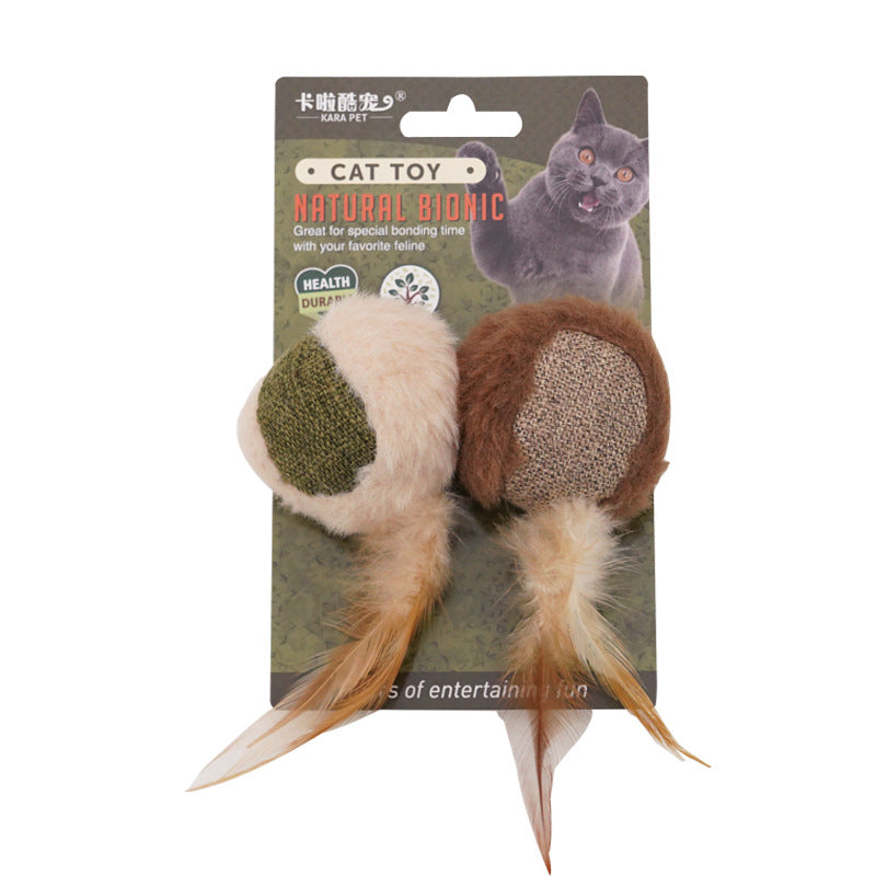 Amazon Cat Toys Self-Hi Catnip Feather Wood Polygonum Teeth Grinding Stick Teeth Cleansing and Bite-resistant Pet Supplies