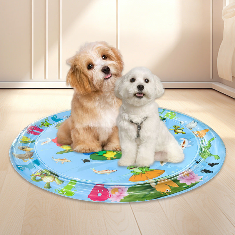 Summer explosion environmentally friendly PVC round extra thick scratch-resistant pet toy ice pad cat and dog special pet water pad wholesale