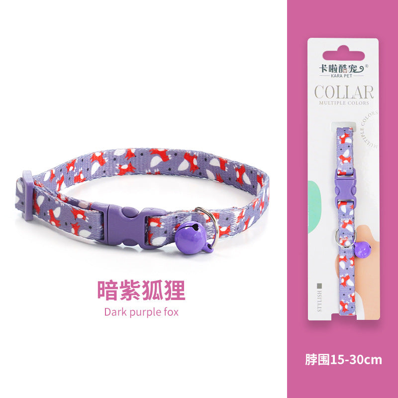 Cat collar, kitten woven necklace, neck ring, bell, anti-choking adjustable, comfortable safety buckle, pet ornament