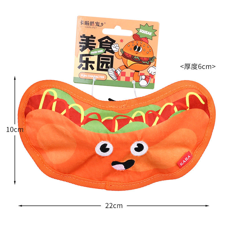 Cross-border dog toys are resistant to clenching and grinding teeth. They can relieve boredom and sound. Simulated burgers and French fries can't bite. Pet toys